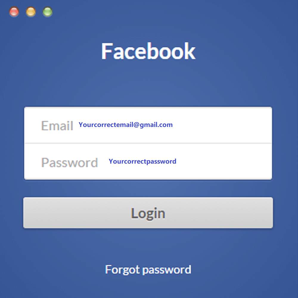 Log into facebook